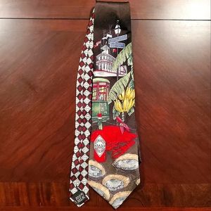 27) TABASCO 💯% Silk Tie Very Rare Hard to Find New Oleans Streets & Seafood 🦀